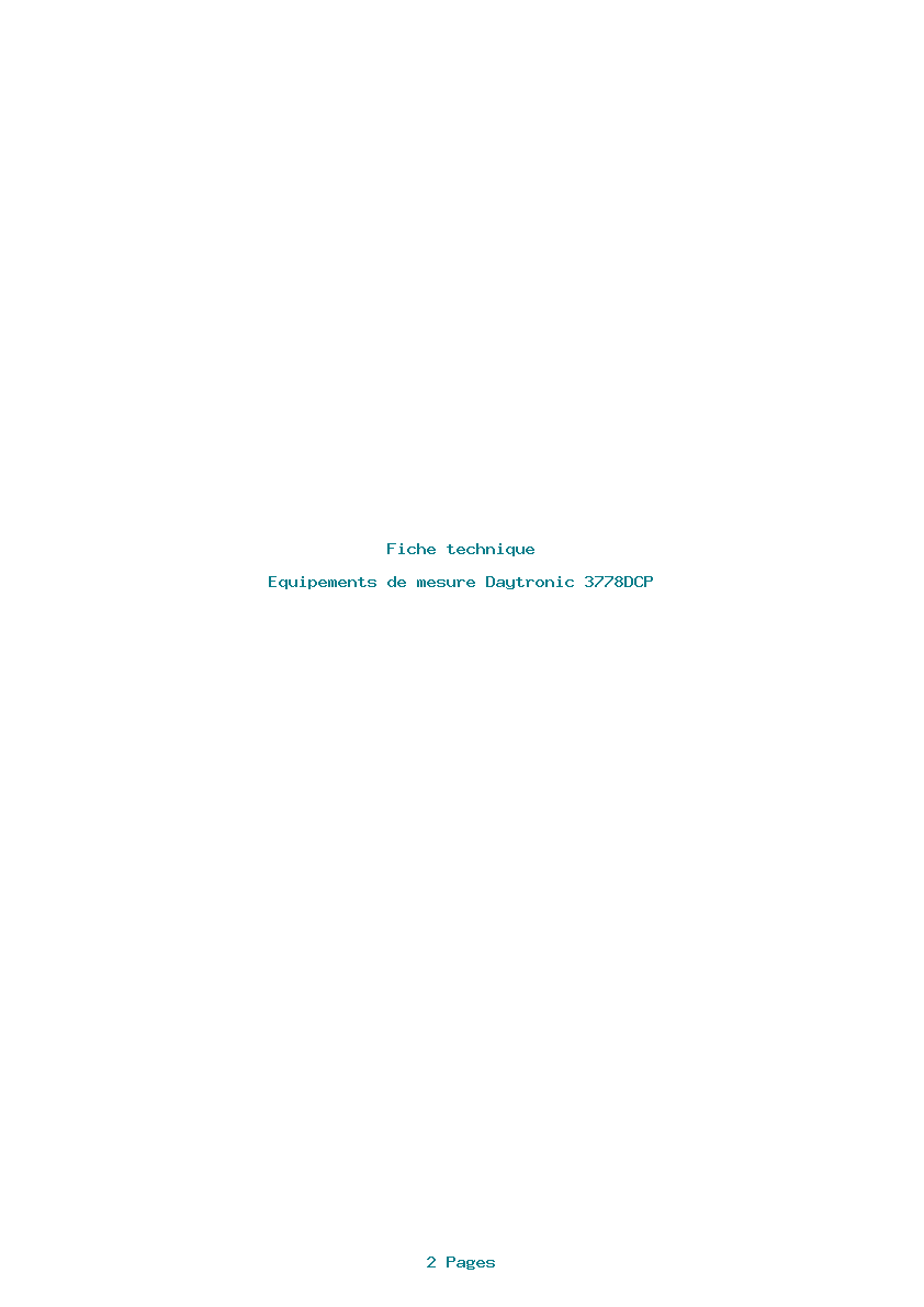 Page 1 de la notice Fiche technique Daytronic 3778DCP
