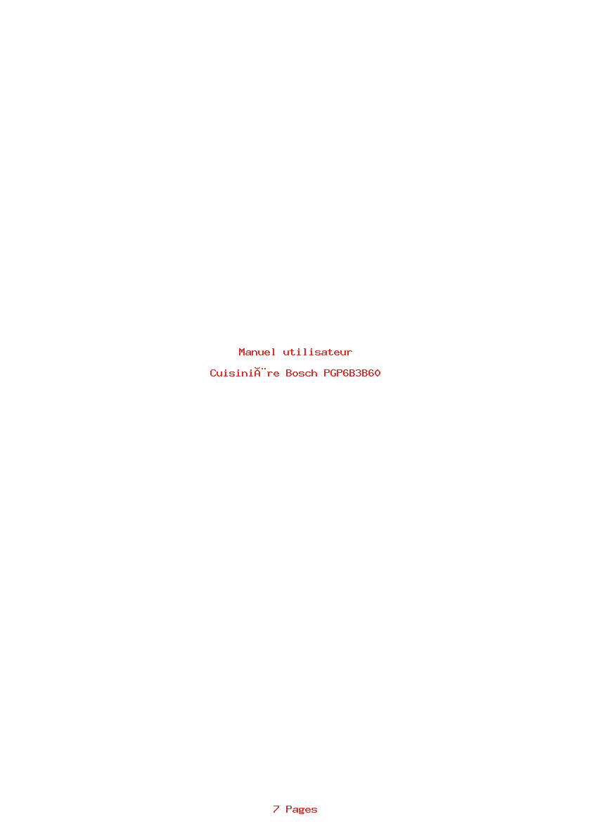 Page 1 de la notice Manuel utilisateur Bosch PGP6B3B60