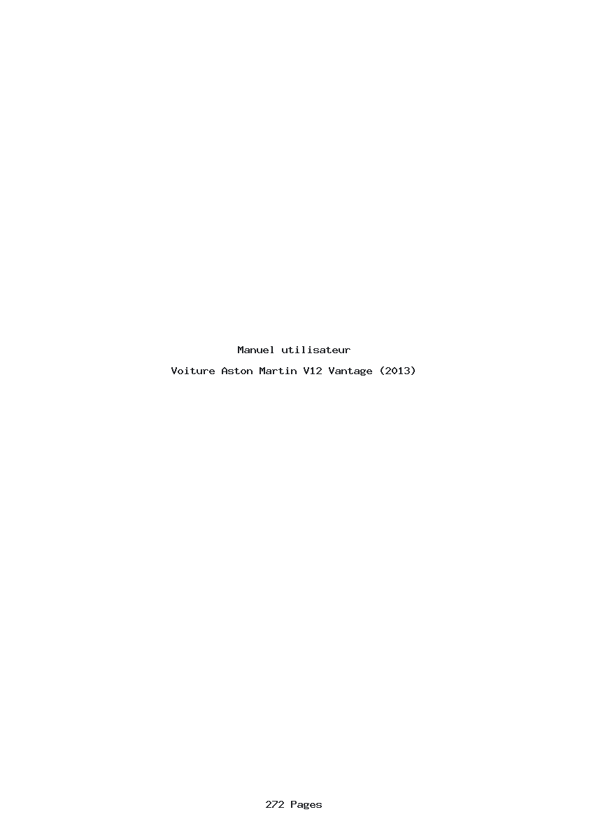 Page 1 de la notice Manuel utilisateur Aston Martin V12 Vantage (2013)