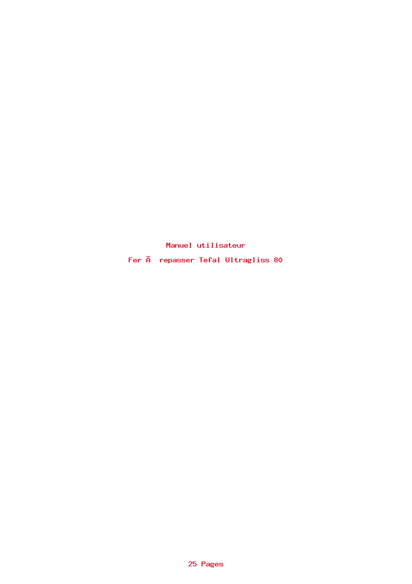 Page 1 de la notice Manuel utilisateur Tefal Ultragliss 80