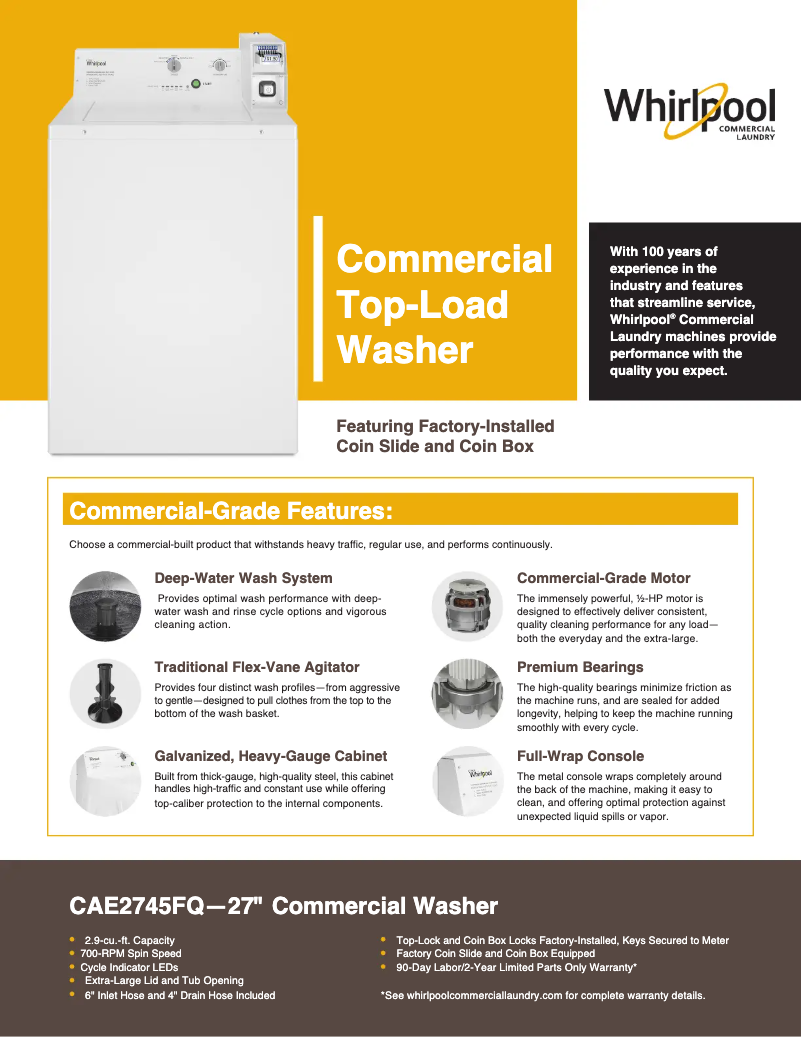 Página 1 del manual Ficha técnica Whirlpool CAE2745F