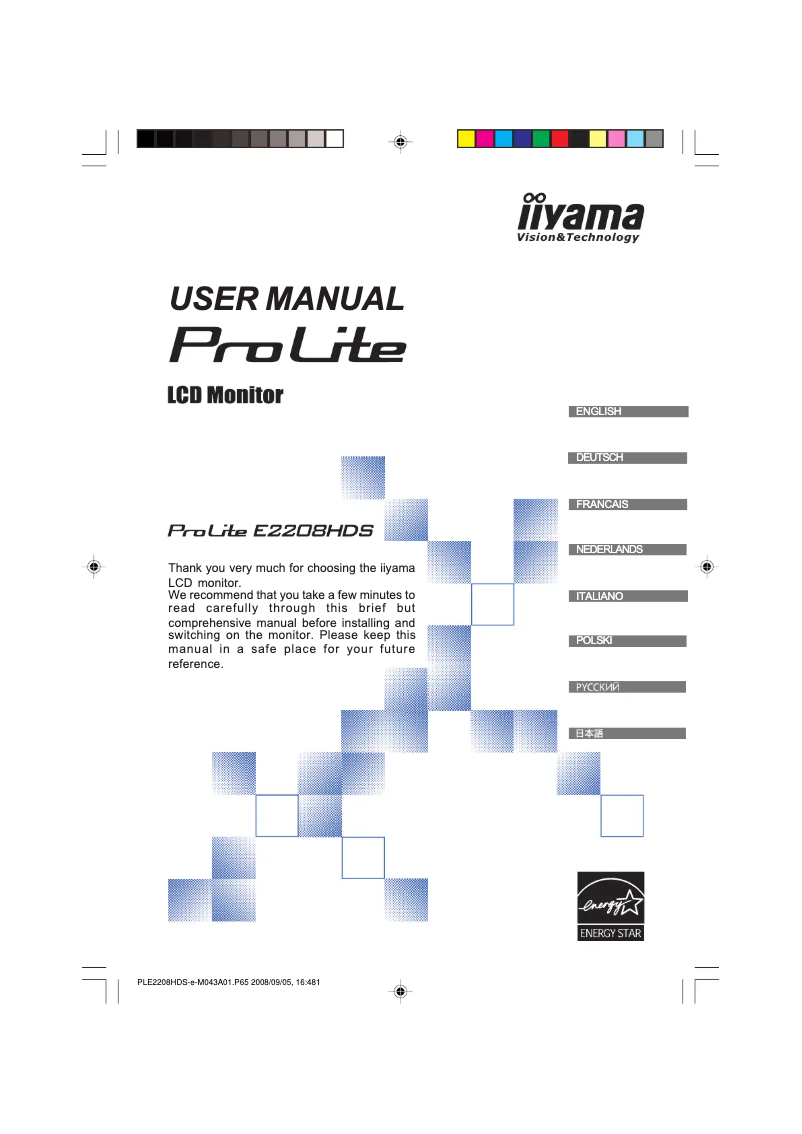 Page 1 de la notice Manuel utilisateur Iiyama ProLite E2208HDS-1