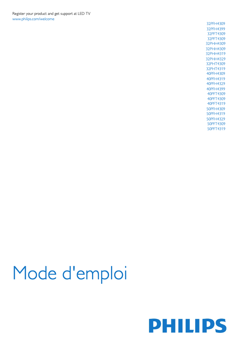 Image de la première page du manuel de l'appareil 50PFH4109