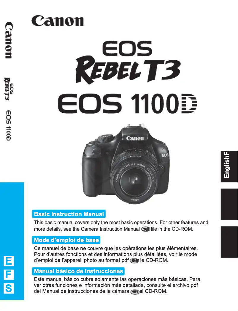 Page 1 de la notice Manuel utilisateur Canon REBEL T3 EOS