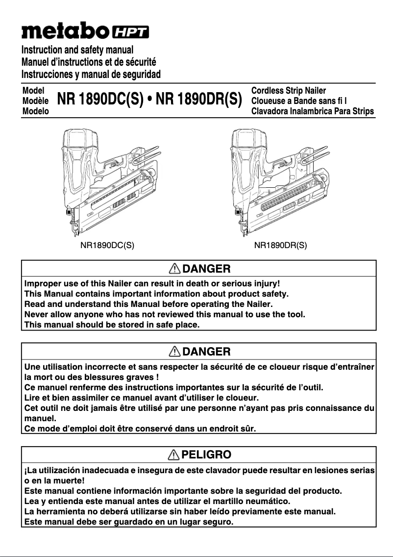 Page 1 of the manual User Manual Metabo NR1890DRS