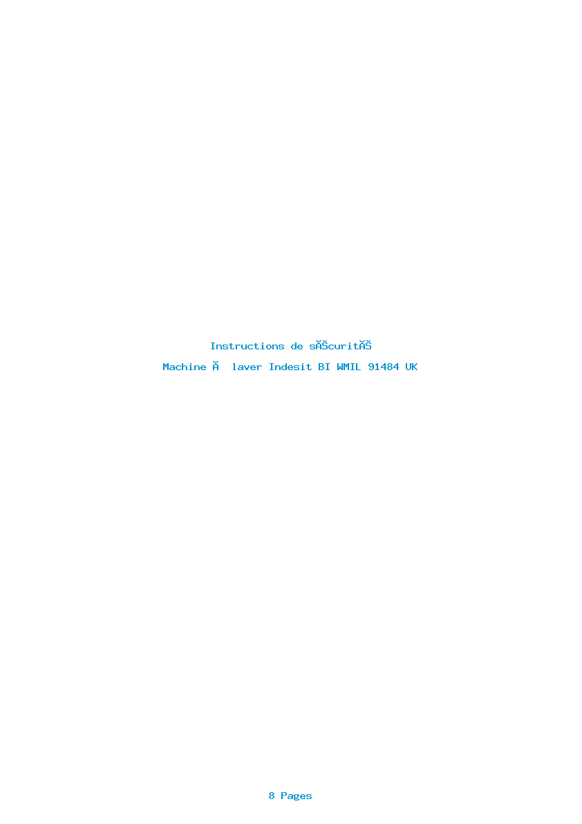 Image de la première page du manuel de l'appareil BI WMIL 91484 UK