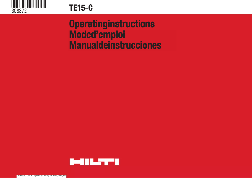 Page 1 de la notice Manuel utilisateur Hilti TE 15-C