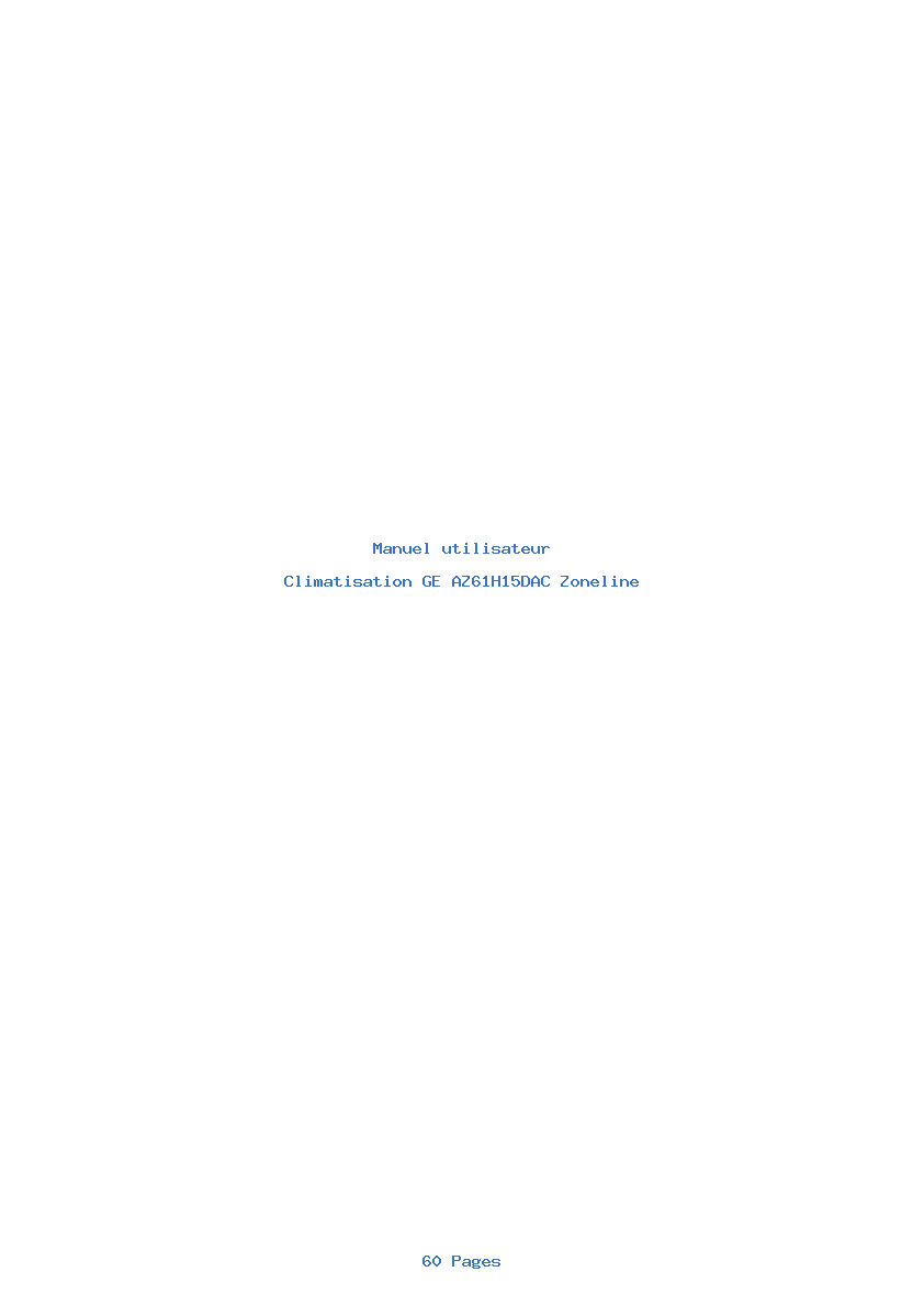 Page 1 de la notice Manuel utilisateur GE AZ61H15DAC Zoneline