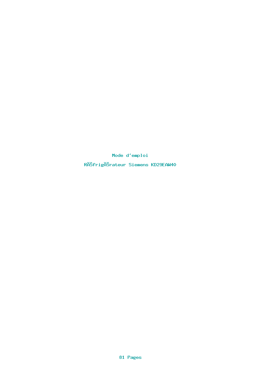Page 1 de la notice Mode d'emploi Siemens KD29EAW40
