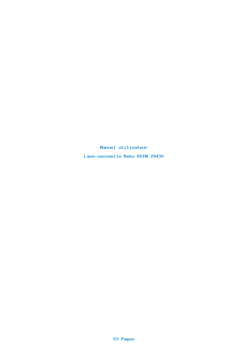 Page 1 de la notice Manuel utilisateur Beko KDIN 29430
