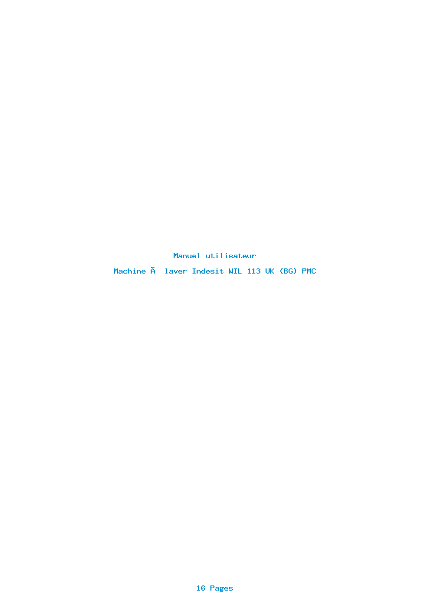 Page 1 de la notice Manuel utilisateur Indesit WIL 113 UK (BG) PMC