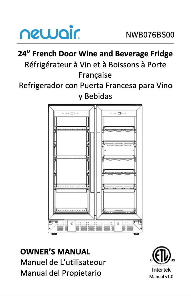Página 1 del manual Manual de usuario NewAir NWB076BS00