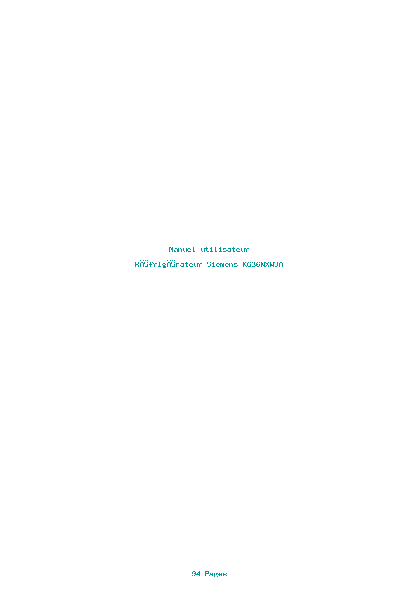 Page 1 de la notice Manuel utilisateur Siemens KG36NXW3A