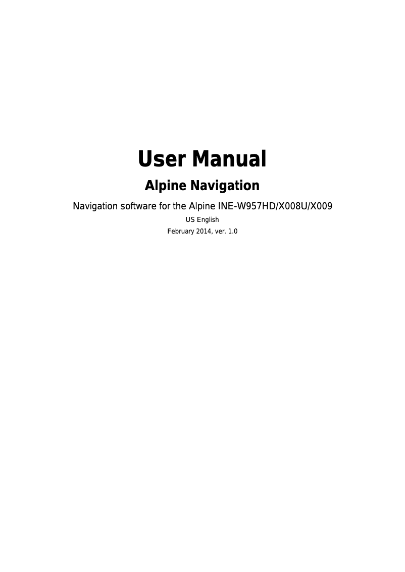 Page 1 of the manual User Manual Alpine INE-W957HD