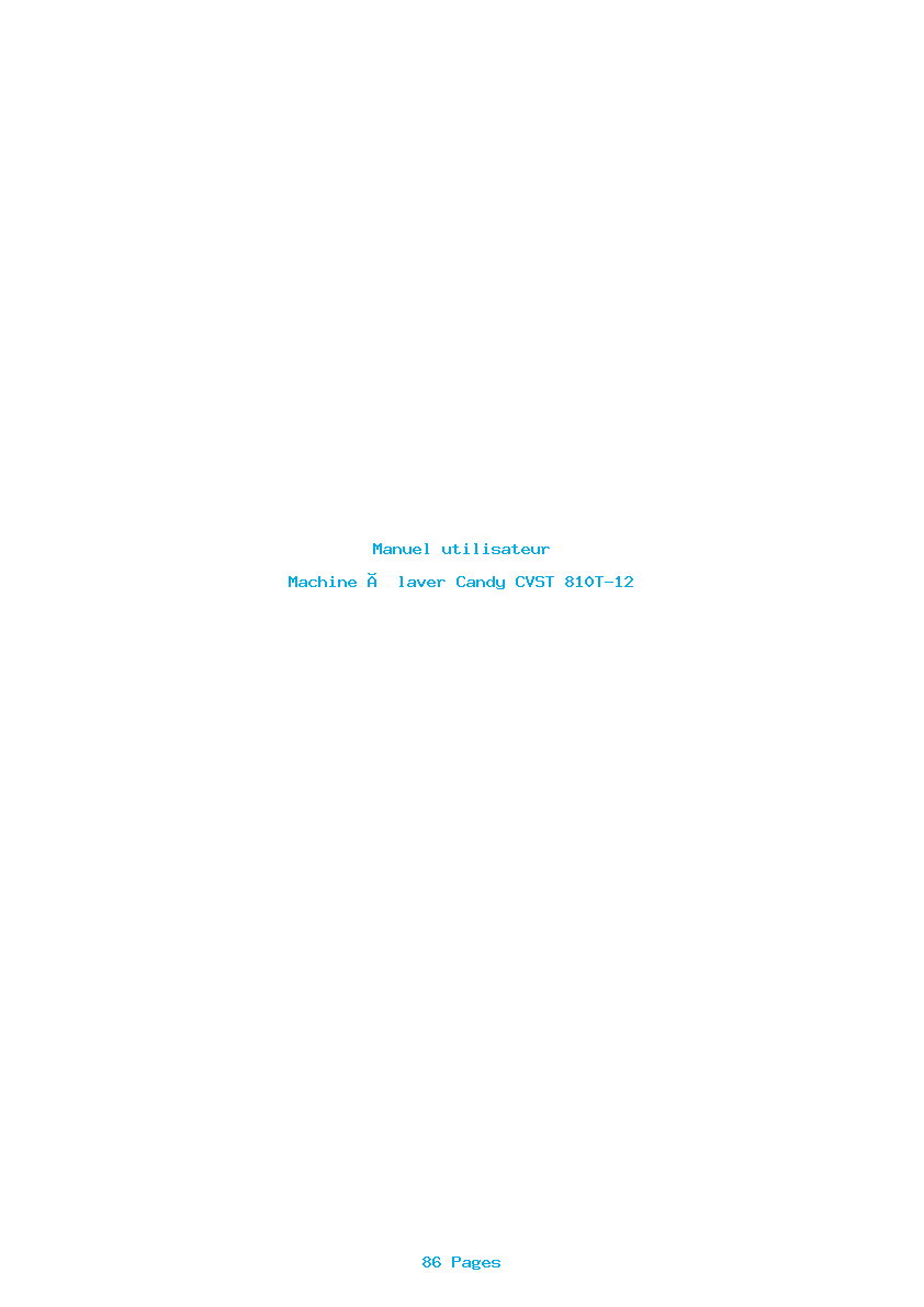 Page 1 de la notice Manuel utilisateur Candy CVST 810T-12