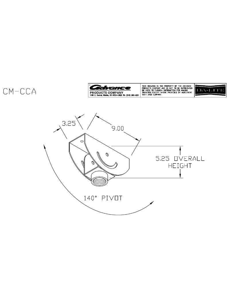 Page 1 de la notice Manuel utilisateur Da-Lite CM-CCA