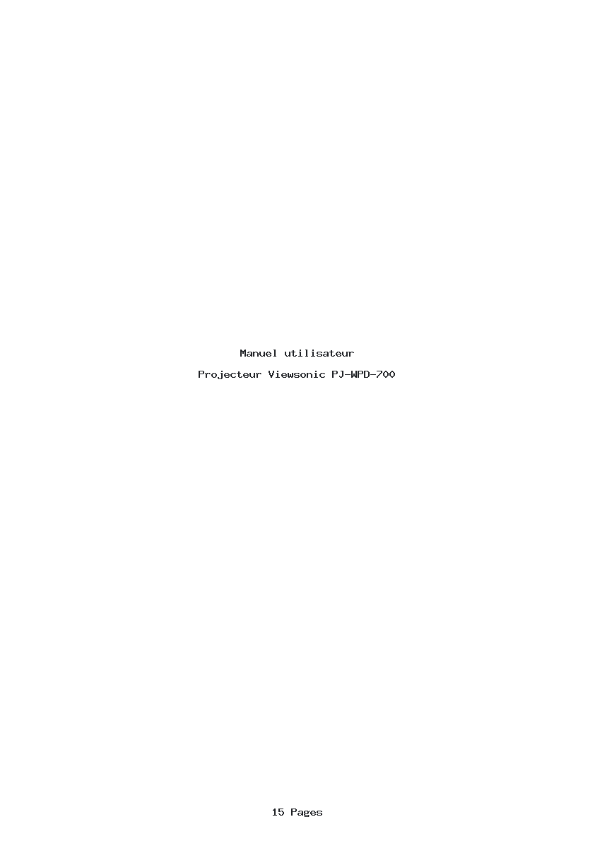 Page 1 de la notice Manuel utilisateur Viewsonic PJ-WPD-700