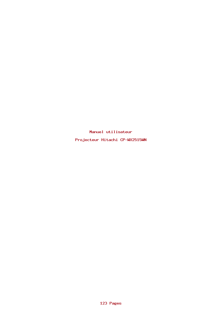 Page 1 de la notice Manuel utilisateur Hitachi CP-WX2515WN