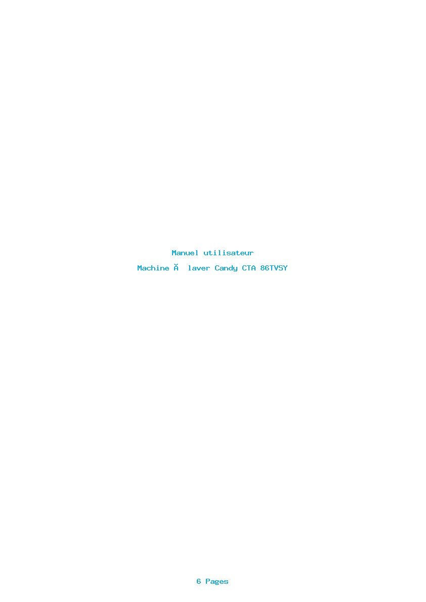 Page 1 de la notice Manuel utilisateur Candy CTA 86TVSY