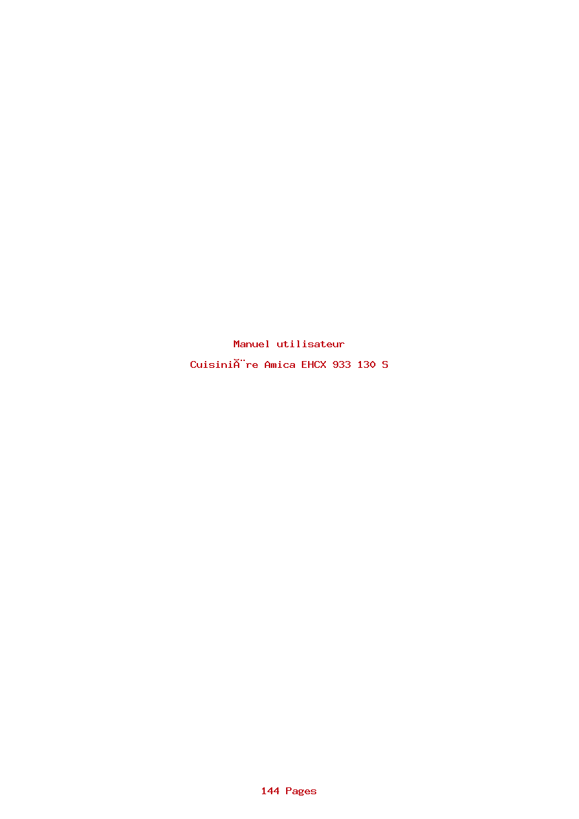 Page 1 de la notice Manuel utilisateur Amica EHCX 933 130 S