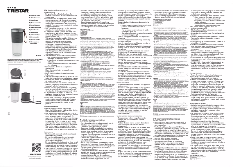 Page 1 de la notice Manuel utilisateur TriStar BL-4475