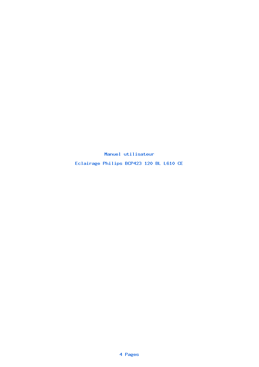 Page 1 de la notice Manuel utilisateur Philips BCP423 120 BL L610 CE