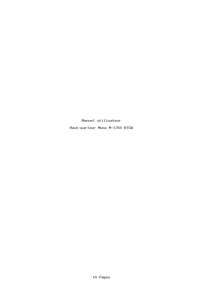 Page 1 de la notice Manuel utilisateur Muse M-1350 BTCW