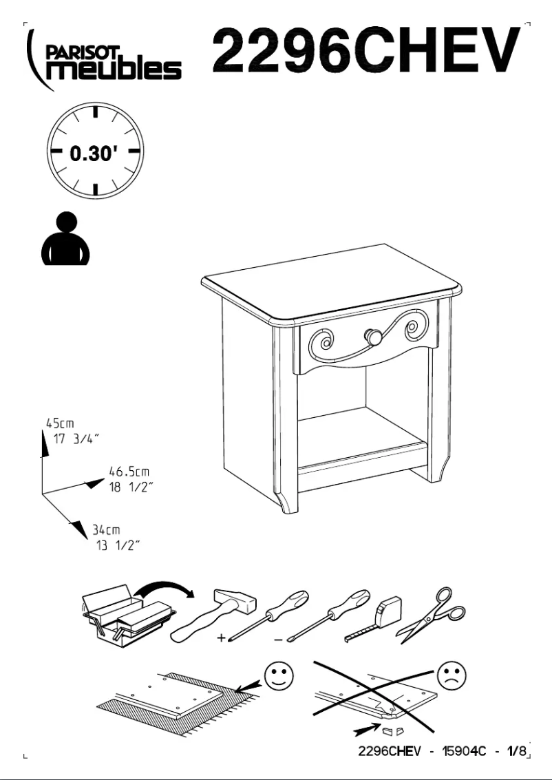Page 1 de la notice Manuel utilisateur Parisot Alice 2296CHEV