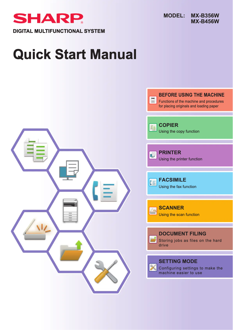Page 1 de la notice Guide de démarrage rapide Sharp MX-B456W