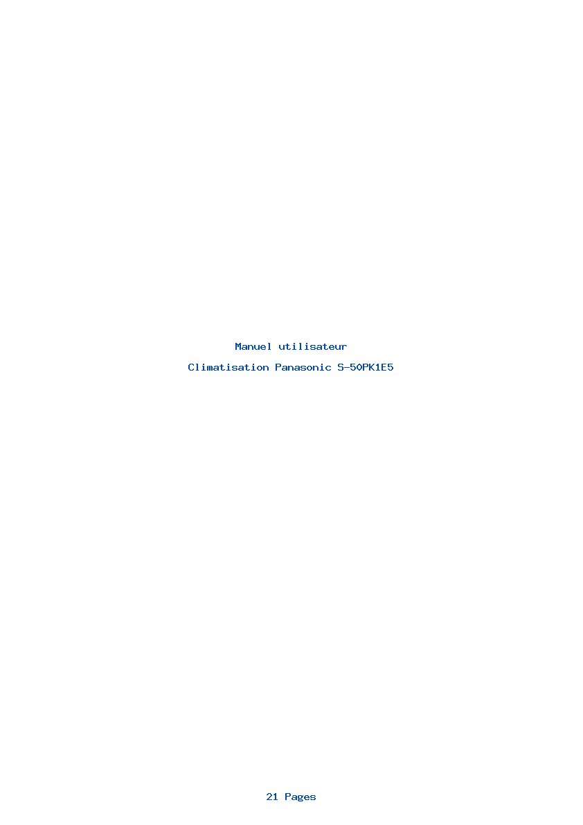 Page 1 de la notice Manuel utilisateur Panasonic S-50PK1E5