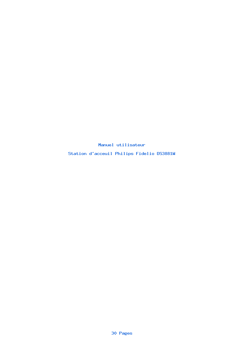Page 1 de la notice Manuel utilisateur Philips Fidelio DS3881W