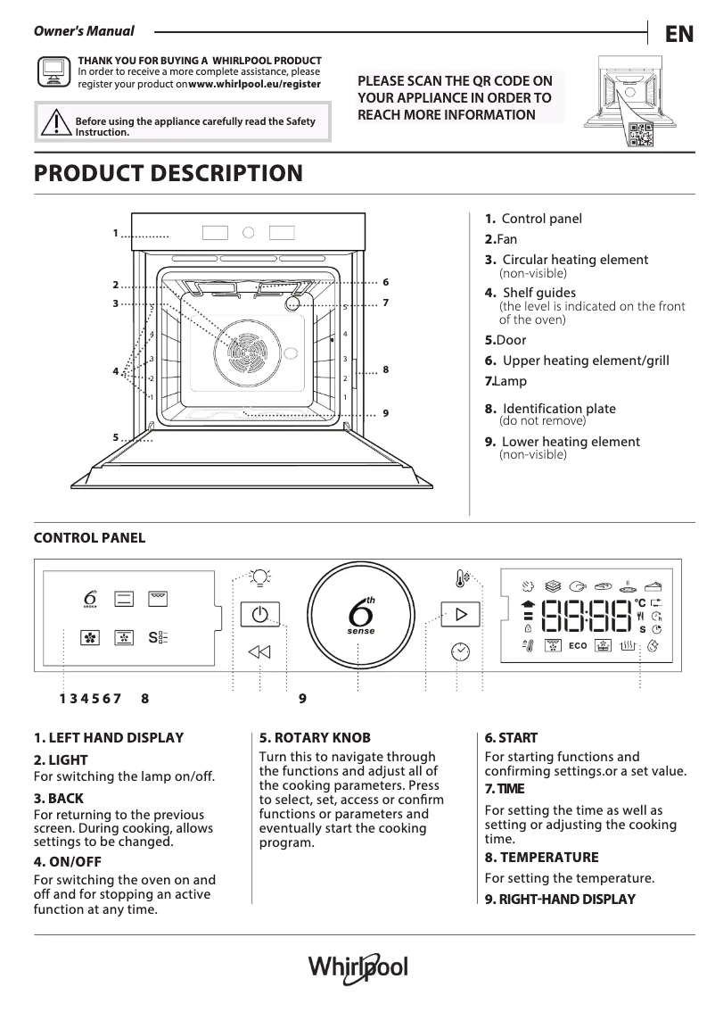 Página 1 del manual Guía de instalación Whirlpool WOI4S8HM2SBA