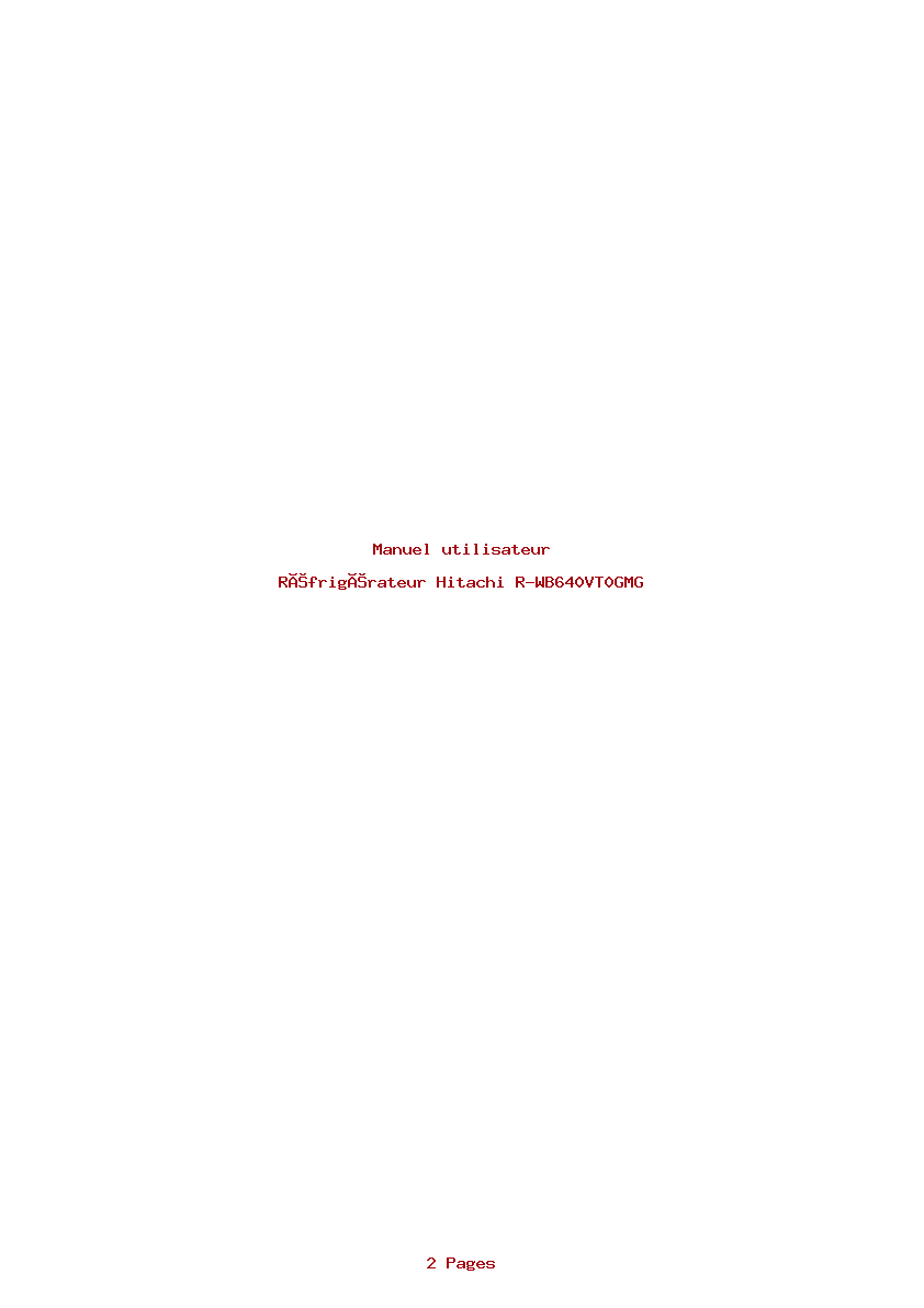 Page 1 de la notice Manuel utilisateur Hitachi R-WB640VT0GMG