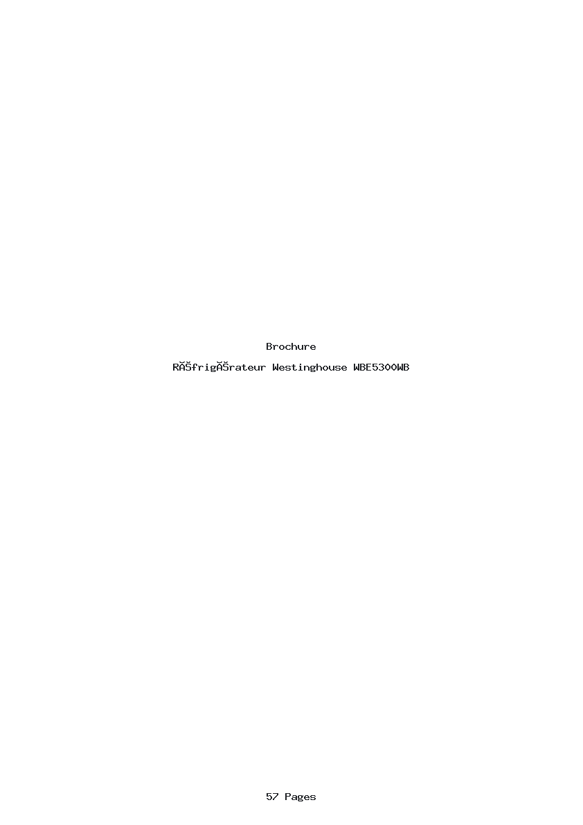 Page 1 de la notice Brochure Westinghouse WBE5300WB