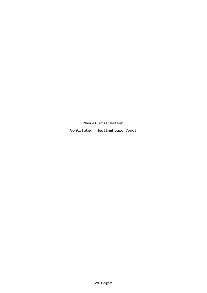 Page 1 de la notice Manuel utilisateur Westinghouse Comet