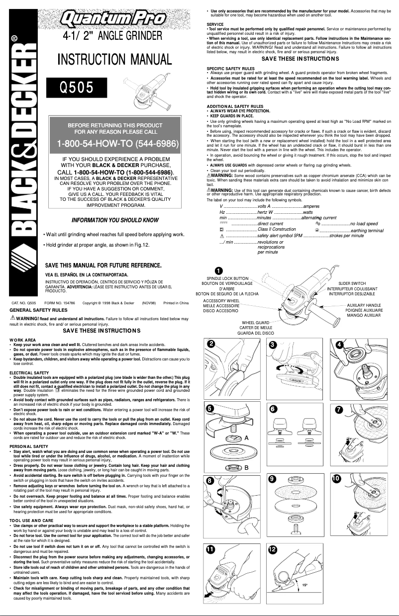 Page 1 de la notice Manuel utilisateur Black & Decker Q505