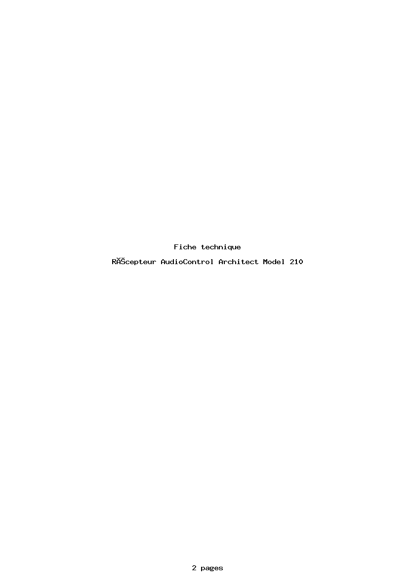 Page 1 de la notice Fiche technique AudioControl Architect Model 210