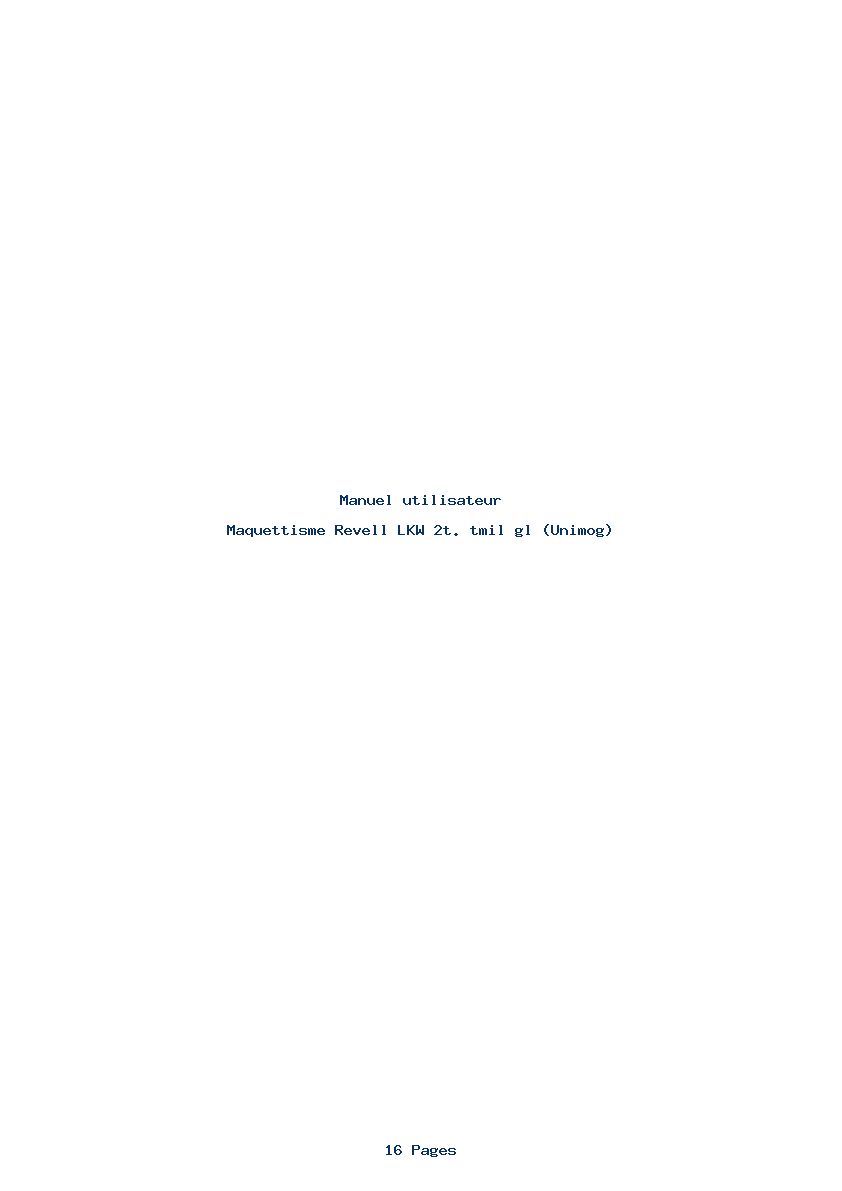 Page 1 de la notice Manuel utilisateur Revell LKW 2t. tmil gl (Unimog)