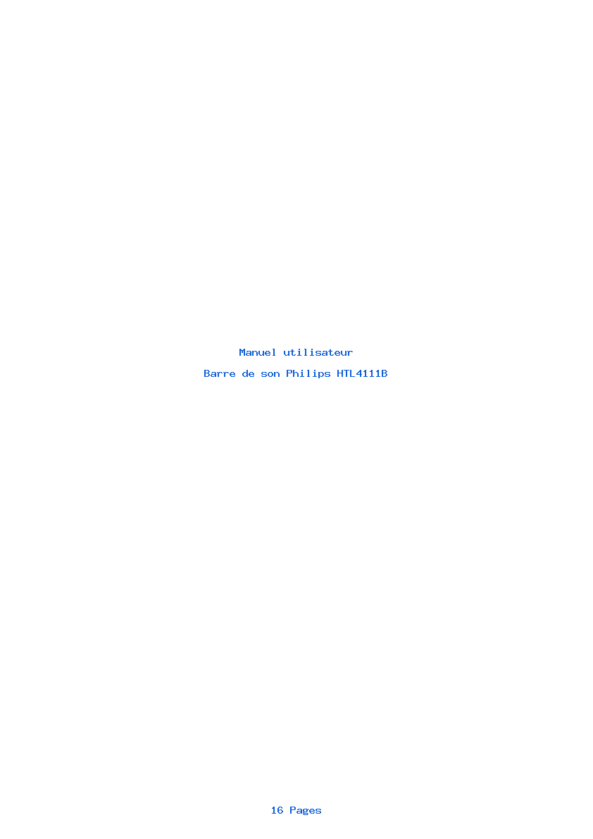 Page 1 de la notice Manuel utilisateur Philips HTL4111B