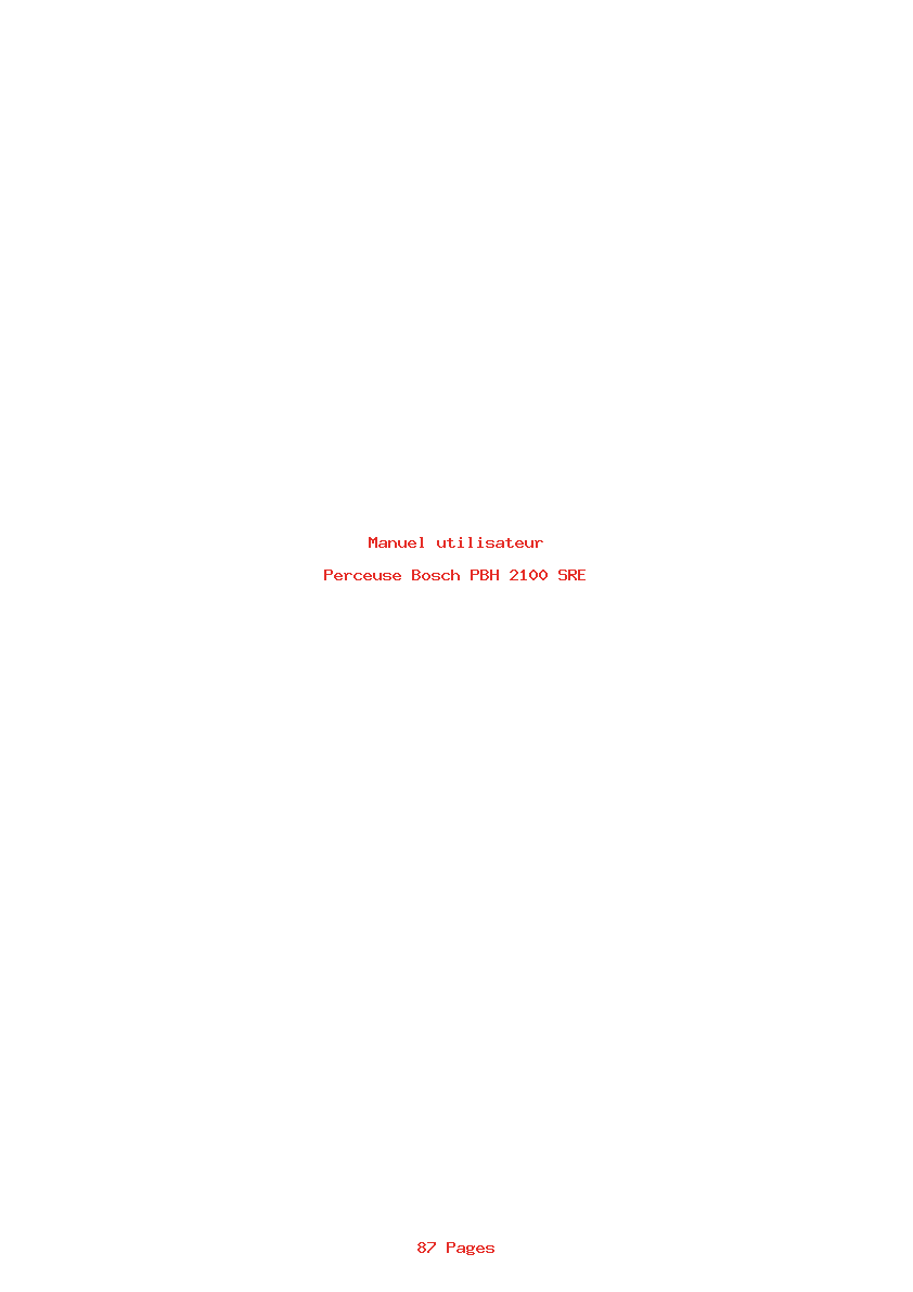 Page 1 de la notice Manuel utilisateur Bosch PBH 2100 SRE