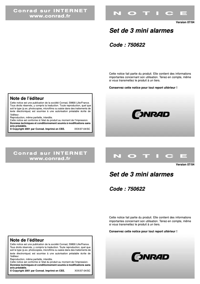 Page 1 de la notice Manuel utilisateur Smartwares SC07/3