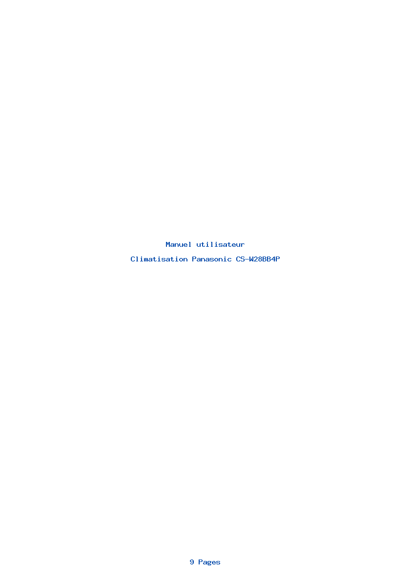 Page 1 de la notice Manuel utilisateur Panasonic CS-W28BB4P