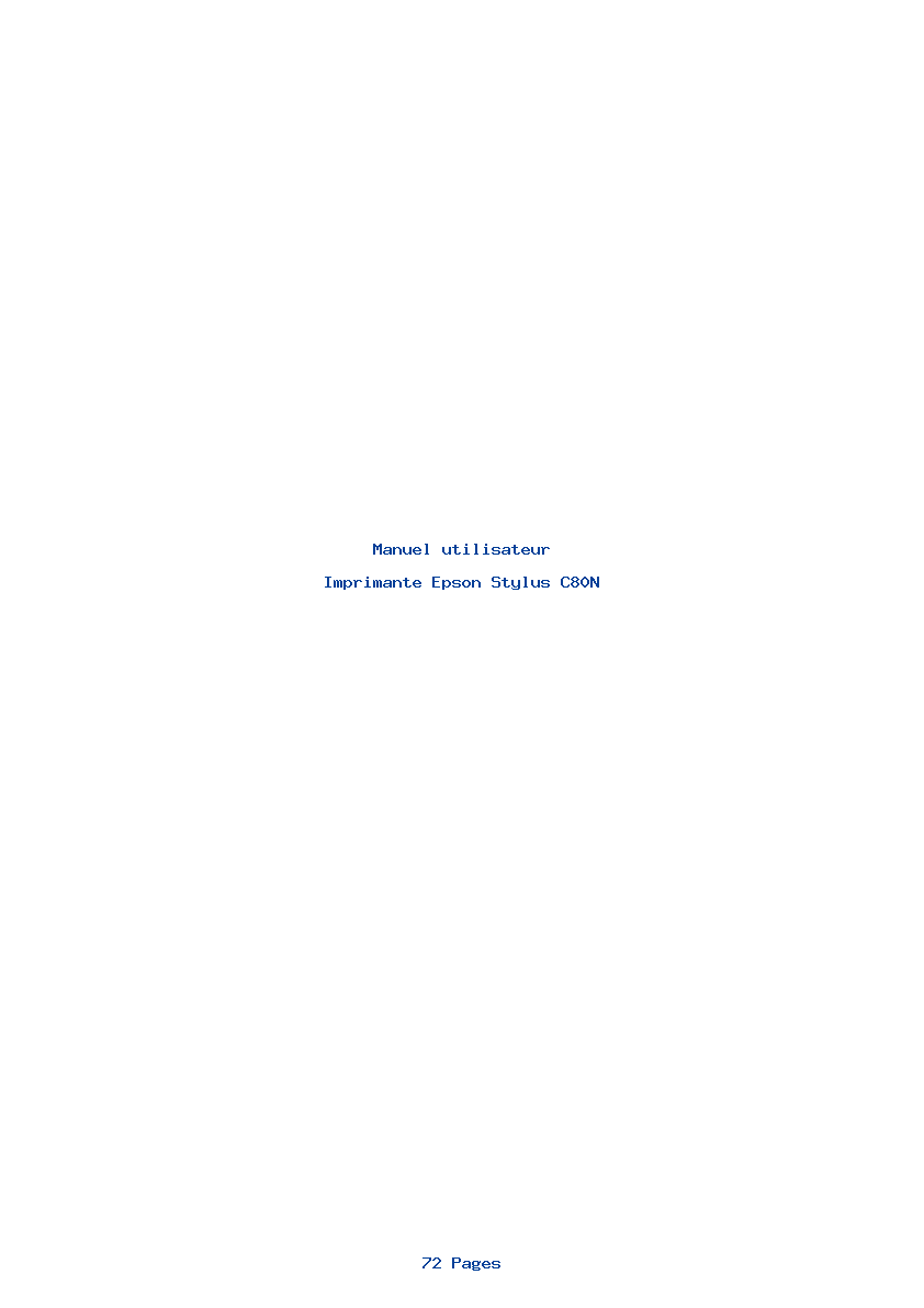 Page 1 de la notice Manuel utilisateur Epson Stylus C80N