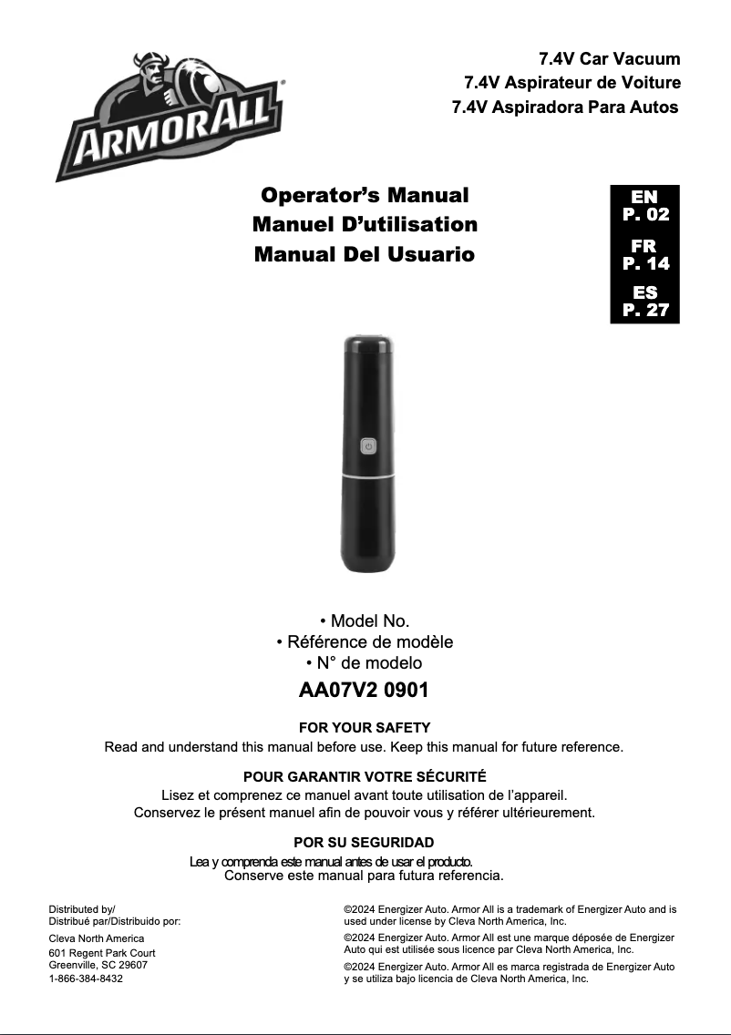 Página 1 del manual Manual de usuario Armor All AA07V2 0901