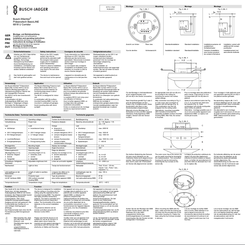 Page 1 de la notice Manuel utilisateur Busch-Jaeger 6818 U
