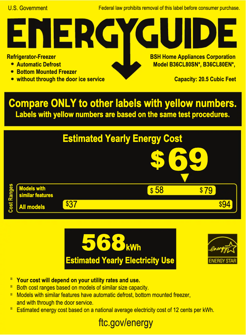 Page 1 of the manual Energy Label Bosch B36CL80SNS