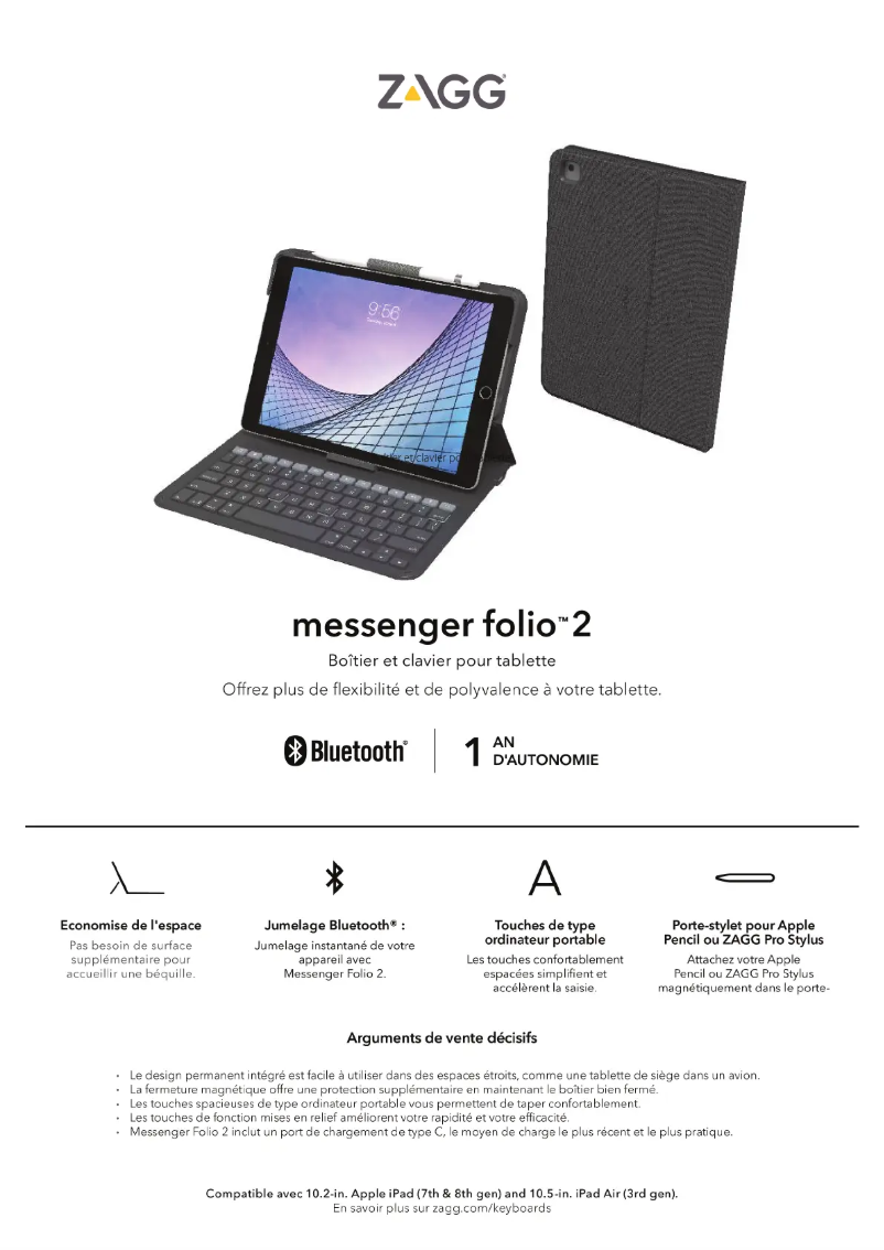 Page 1 of the manual User Manual Zagg Messenger Folio 2
