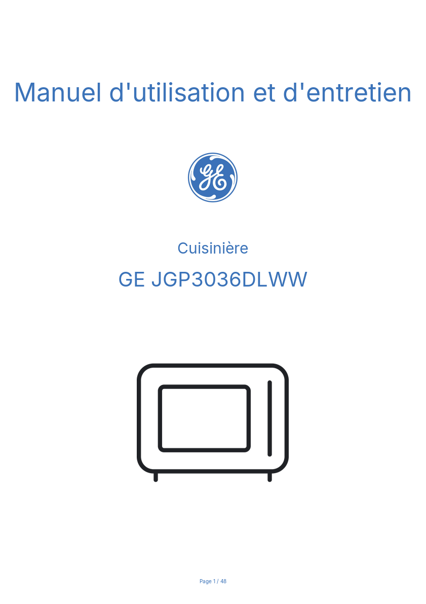 Image de la première page du manuel de l'appareil JGP3036DLWW