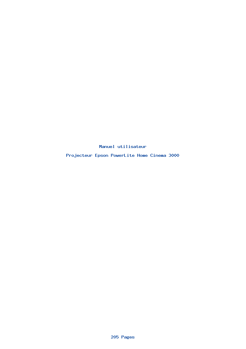 Page 1 de la notice Manuel utilisateur Epson PowerLite Home Cinema 3000