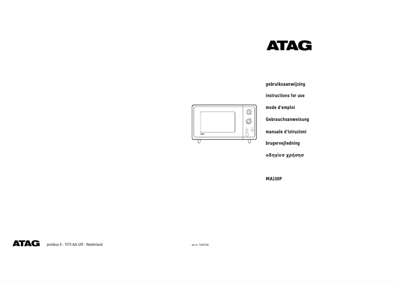 Page 1 de la notice Manuel utilisateur Atag MA111P
